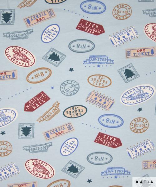 tissu en jersey train stamps 2102 128 katia fhd